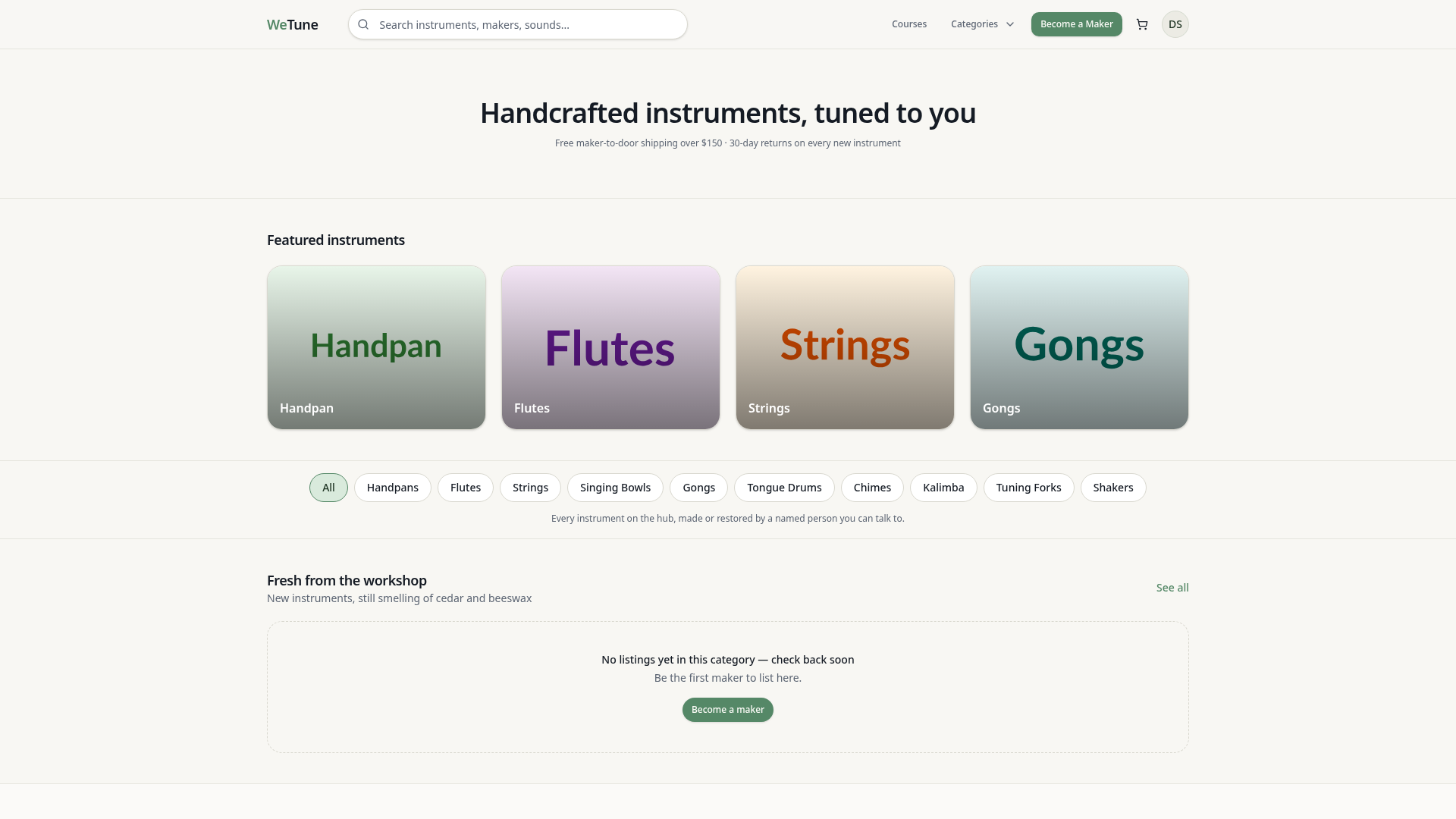 WeTune — marketplace for handcrafted sound healing instruments